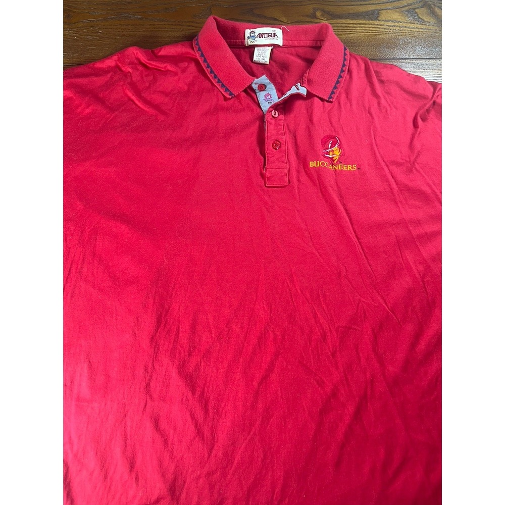 Vintage Tampa Bay Buccaneers Pirate Logo Red Polo Shirt Size XXL Antigua Sports